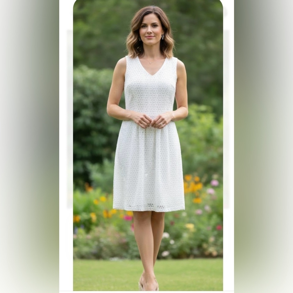 Pendleton.Chic White Lace Sleeveless Dress